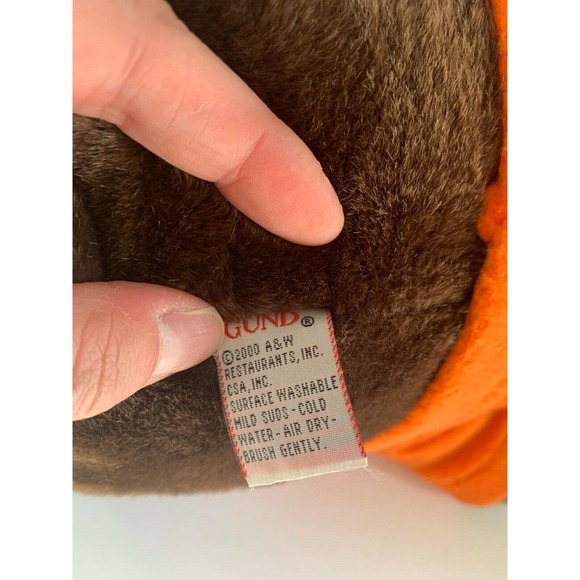 A&W The Great Root Bear by Gund Plush 2000 16" Tall Orange Shirt Tags No Pants - Picture 6 of 10